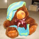 Plush Brown 18" Teddy Bear w Custom Crocheted Outfit