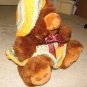 Plush Brown 17" Teddy Bear w Multi--Colored Pastel Custom Crocheted Outfit