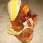 Plush Brown 17" Teddy Bear w Multi--Colored Pastel Custom Crocheted Outfit