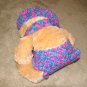Plush Honey 16" Teddy Bear w Turquoise, Purple Custom Crocheted Outfit