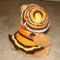 Plush Honey 16" Teddy Bear w Orange, Yellow & Brown Custom Crocheted Outfit