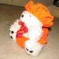 Plush White 16" Teddy Bear w Orange, & Green Custom Crocheted Outfit
