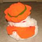 Plush White 16" Teddy Bear w Orange, & Green Custom Crocheted Outfit