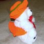 Plush White 16" Teddy Bear w Orange, & Green Custom Crocheted Outfit