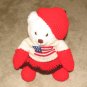 Plush White 12" American Flag Teddy Bear w Custom Crocheted Outfit