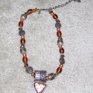 Vintage Costume Jewelry Copper, Brown & Silver Signed Necklace