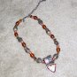Vintage Costume Jewelry Copper, Brown & Silver Signed Necklace