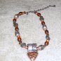 Vintage Costume Jewelry Copper, Brown & Silver Signed Necklace