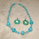 Vintage Costume Jewelry Turquoise, Faux Pearl Necklace w signed earrings