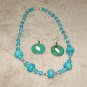 Vintage Costume Jewelry Turquoise, Faux Pearl Necklace w signed earrings