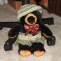 Plush Black 15" Teddy Bear w Custom Crocheted Outfit