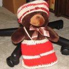 Plush Brown 12" Teddy Bear w Custom Crocheted Outfit