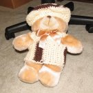 Plush Honey 12" Teddy Bear w Custom Crocheted Outfit
