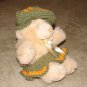 Plush Honey 12" Teddy Bear w Green, Orange Custom Crocheted Outfit