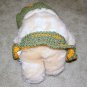Plush Honey 12" Teddy Bear w Green, Orange Custom Crocheted Outfit