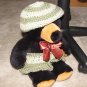 Plush Black 15" Teddy Bear w Custom Crocheted Outfit