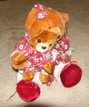 Plush Brown 18" Teddy Bear w Cub