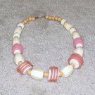 Vintage Costume Jewelry White, Pink Large Bead Necklace