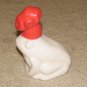 Vintage 1970's White/Red Glass 5 1/2" Frog Collectible Avon Bottle