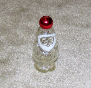 Vintage 1970's Red, White, Clear Glass 3 1/2" Santa Collectible Avon Bottle