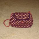Ladies Vintage 1970's Purple Wooden Beaded Small Evening Purse
