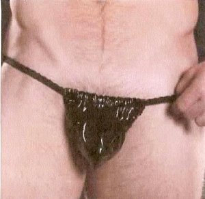 Mens G-String Wet Black Leather Look One Size Fits Most