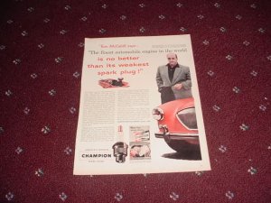 Champion Spark Plugs ad featuring Tom McCahill