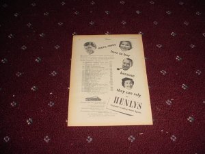 1954 Henlys Motor Agents ad from the UK
