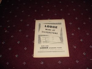 1952 Lodge Spark Plugs ad #1 from the Uk