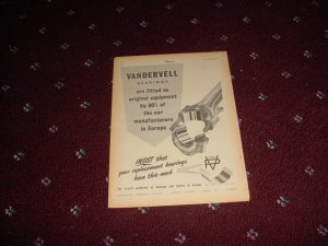 1954 Vandervell Bearings ad from the UK