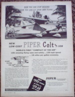1960 Piper Colt 108 Aircraft ad