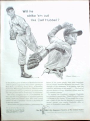 1963 Equitable Life Insurance ad featuring Carl Hubbell