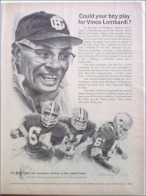 1966 Equitable Life Insurance ad featuring Vince Lombardi