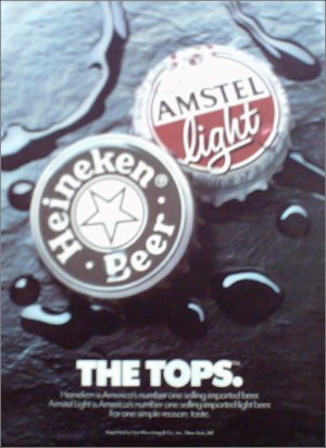1990 Amstel Light & Heineken Beer ad