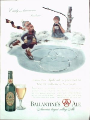 1940 Ballantine Ale Ice Skater ad