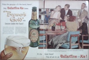 1957 Ballantine Ale Couple ad