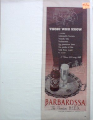 1947 Barbarossa Beer ad