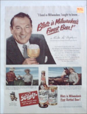1950 Blatz Beer ad featuring Victor McLaglen