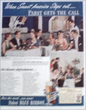 1938 Pabst Blue Ribbon Beer ad featuring the El Morroco & the Greenbriar restaurants.