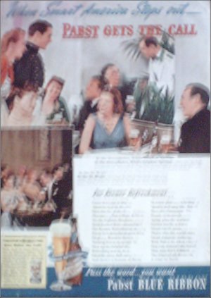 1939 Pabst Blue Ribbon Beer ad featuring the GreenBriar & the St Regis restaurants