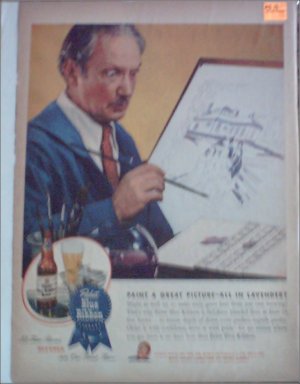 1945 Pabst Blue Ribbon Beer Artist ad