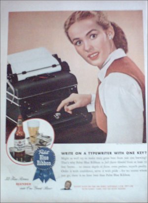 1945 Pabst Blue Ribbon Beer Typist ad