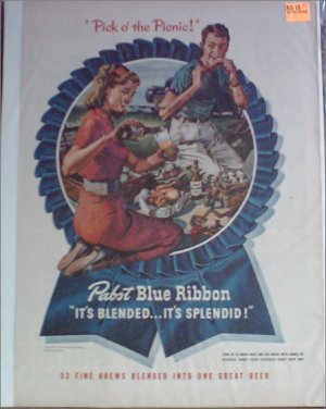 1947 Pabst Blue Ribbon Beer Picnic ad