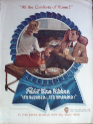 1947 Pabst Blue Ribbon Beer Couple ad