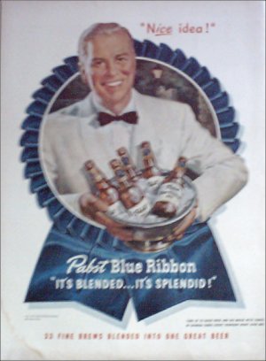 1947 Pabst Blue Ribbon Beer Waiter ad
