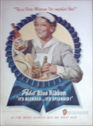 1947 Pabst Blue Ribbon Beer Maid ad