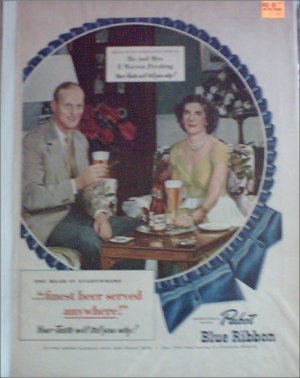 1949 Pabst Blue Ribbon Beer ad Featuring Mr & Mrs F Warren Pershing