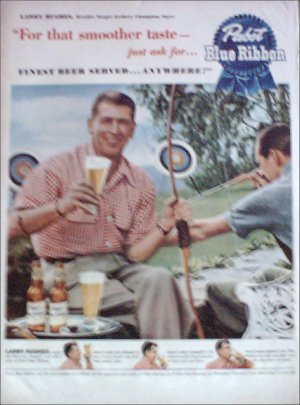 1950 Pabst Blue Ribbon Beer ad featuring Larry Hughes