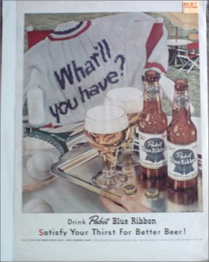 1952 Pabst Blue Ribbon Beer ad