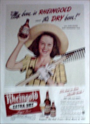 1944 Rheingold Beer ad featuring Miss Rheingold Jane House